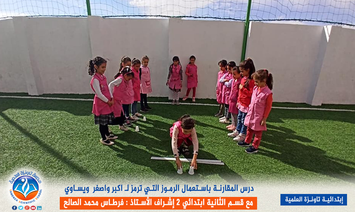المقارنة باستعمال الرموز التي ترمز لأكبر وأصغر ويساوي مع قسم الثانية ابتدائي